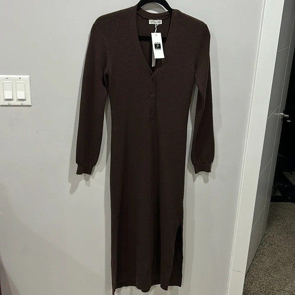 Gentle Fawn Penny Button Up RIbbed  Knit Dress in Brown - Picture 8 of 12